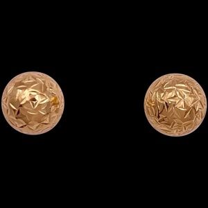 Bead Ball Stud Earrings 14K Gold 8 MM Sparkly Textured Design